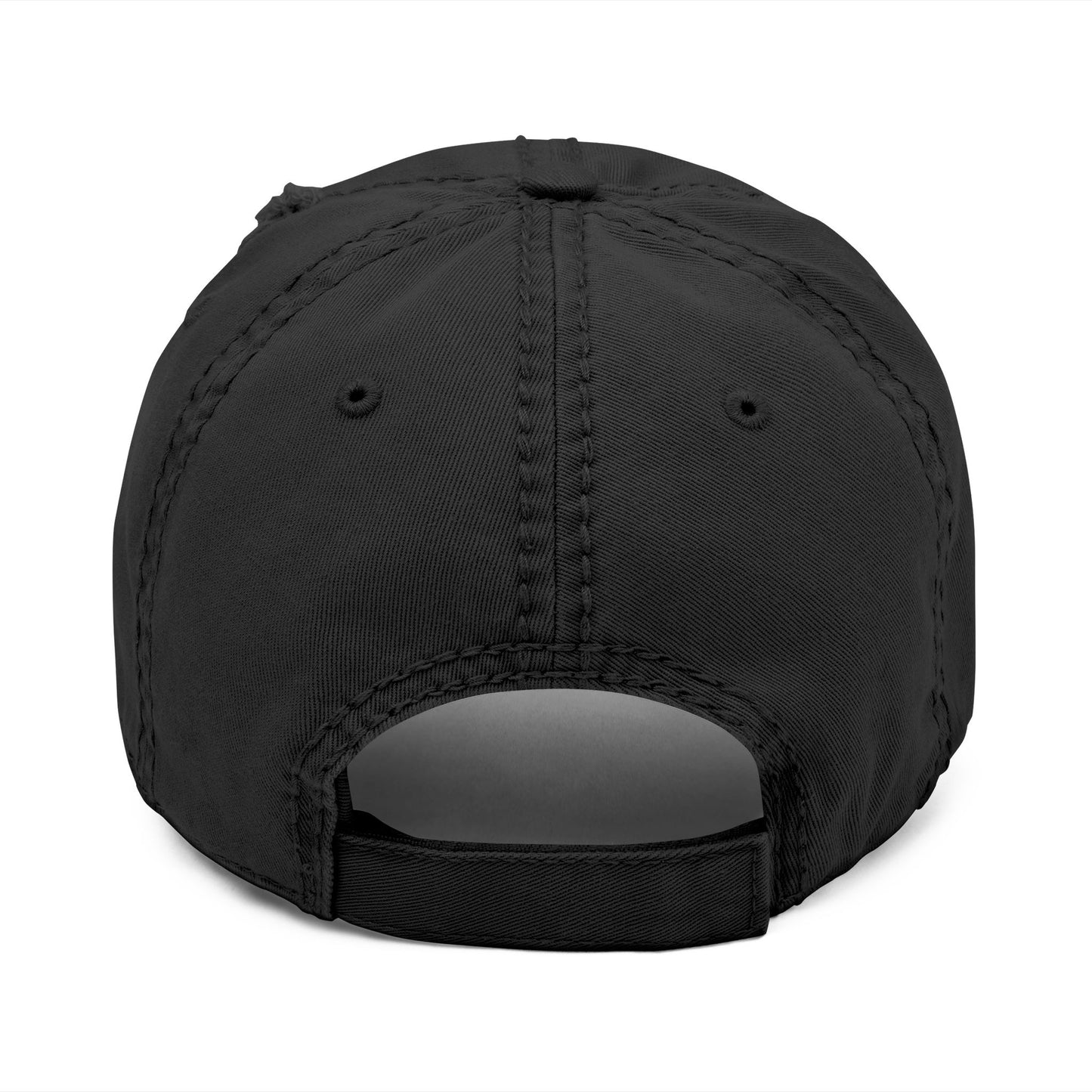 Embroidered Distressed Dad Hat — White '000' Baseball Cap