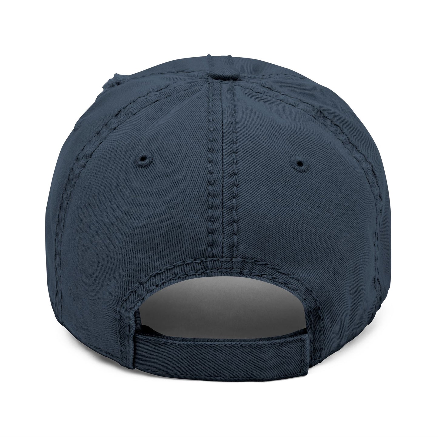 Embroidered Distressed Dad Hat — White '000' Baseball Cap