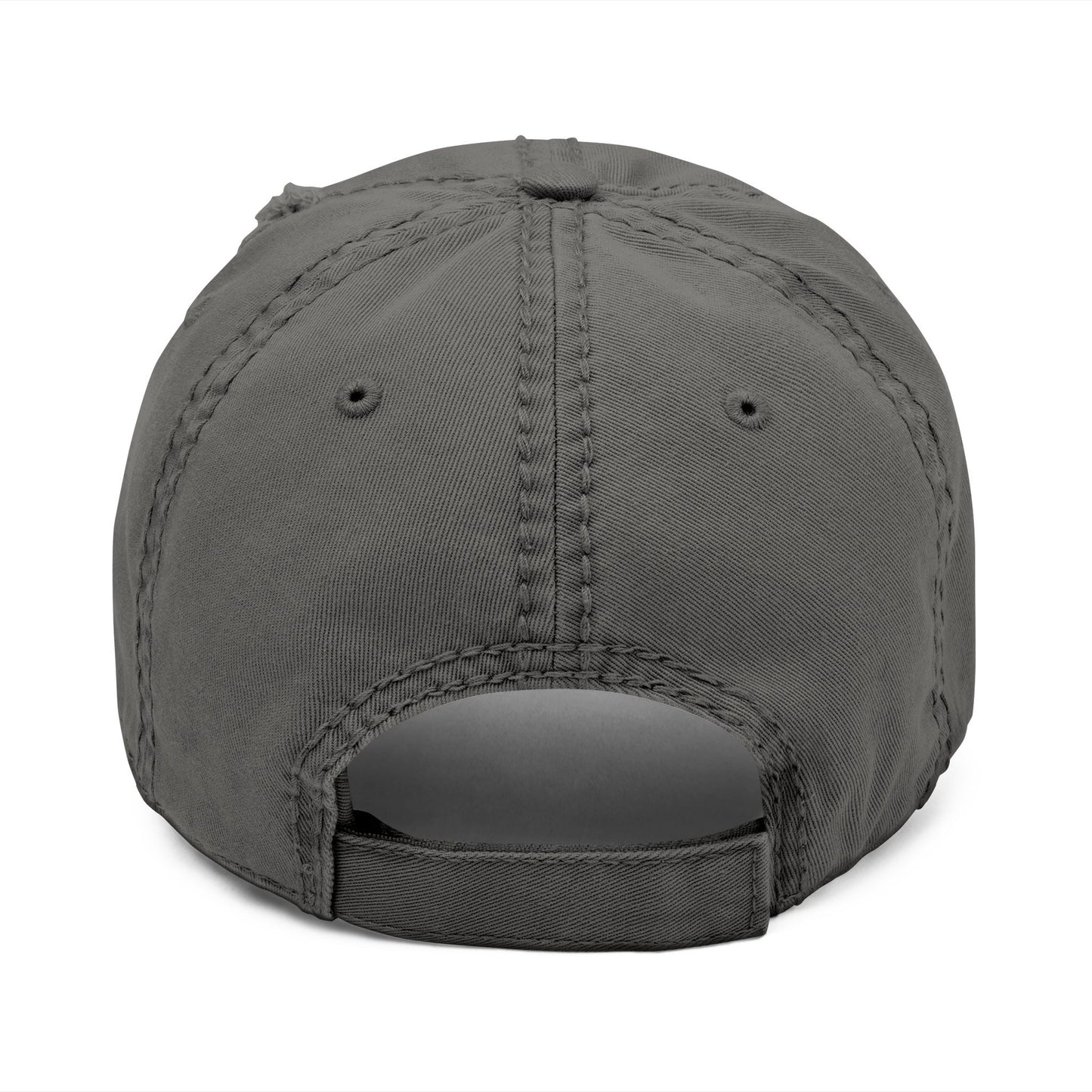 Embroidered Distressed Dad Hat — White '000' Baseball Cap